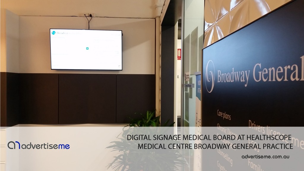 DIGITAL SIGNAGE MEDICAL BOARD AT HEALTHSCOPE MEDICAL CENTRE BROADWAY ...